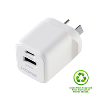 Kore Wall Charger 30W GaN Dual USB-A & USB-C Port