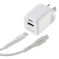 Kore | Wall Charger | 30W GaN Dual Port + 1.5m USB-C to Lightning Cable