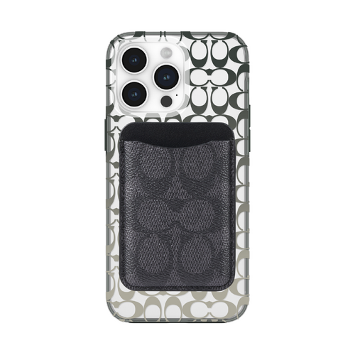 Coach MagSafe Card Holder - Signature Charcoal 